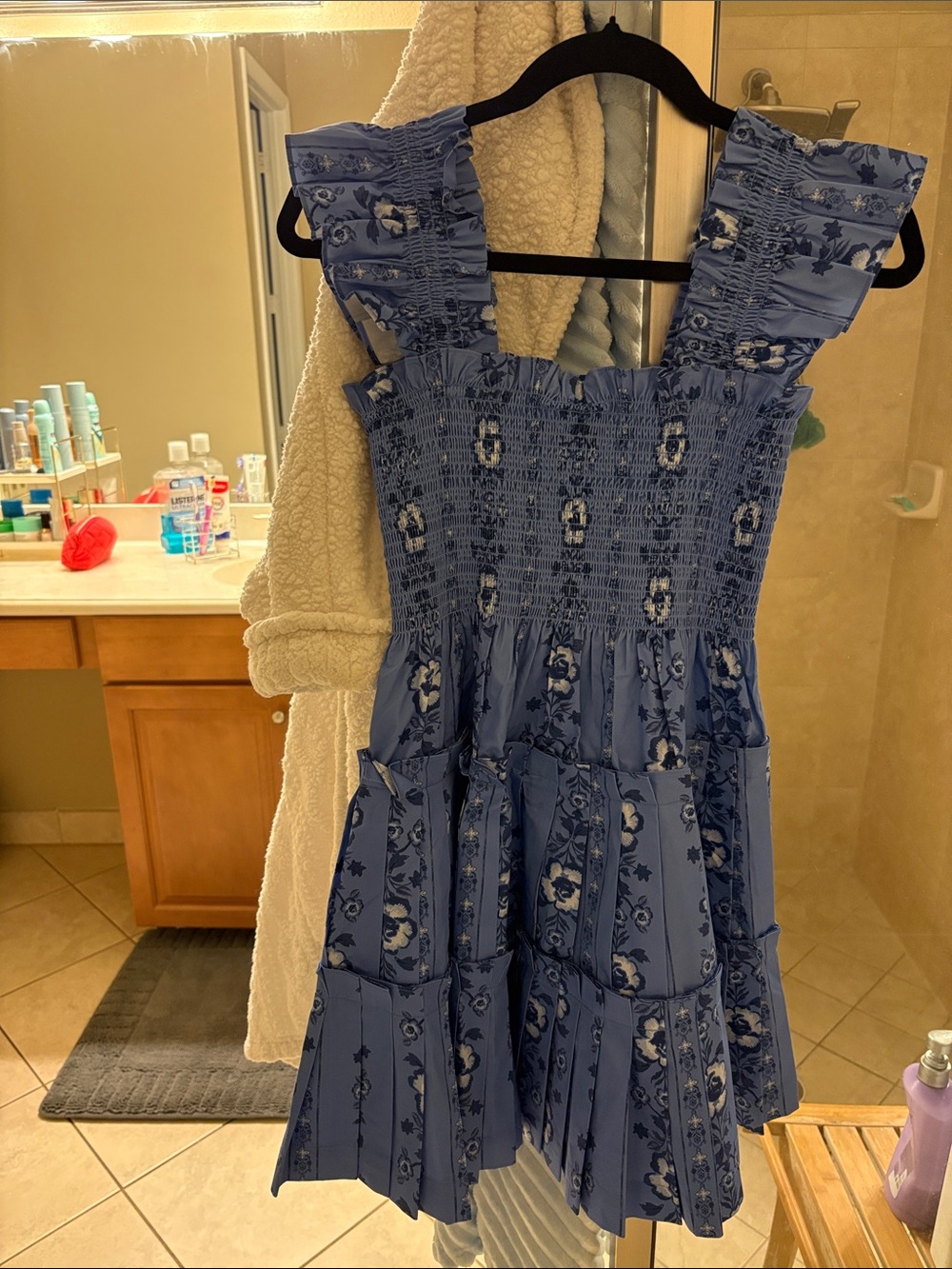 Hill House Blue Floral Smocked Tiered Sundress